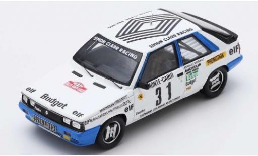 Coche miniatura Renault 11 1/43 Spark Turbo No.31 Simon Clarr Racing Rally Monte Carlo 1985 A.Oreille/S.Oreille Renault 11 1/43 Spark Turbo No.31 Simon Clarr Racing Rally Monte Carlo 1985 A.Oreille/S.Oreille coche miniatura