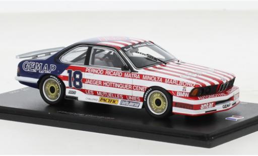 Bmw 635 1/43 Spark CSI No.18 Championnat de France Production 1985 coche miniatura