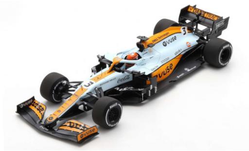 Coche miniatura McLaren F1 1/18 Spark MCL35M No.3 Team Gulf Formel 1 GP Monaco 2021 McLaren F1 1/18 Spark MCL35M No.3 Team Gulf Formel 1 GP Monaco 2021 coche miniatura