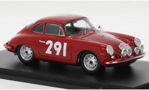 Porsche 356 1/43 Spark B T6 Carrera 2 GT rojo No.291 Rallye Monte Carlo 1963 coche miniatura