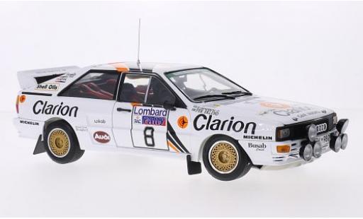Audi Quattro 1/18 Sun Star A2 No.8 Clarion Rallye WM RAC Rallye 1985 P.Eklund/B.Cederberg coche miniatura