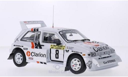 Coche miniatura MG Metro 1/18 Sun Star 6R4 No.8 Clarion 1000 Lakes Rallye 1986 P.Eklund/D.Whittock MG Metro 1/18 Sun Star 6R4 No.8 Clarion 1000 Lakes Rallye 1986 P.Eklund/D.Whittock coche miniatura