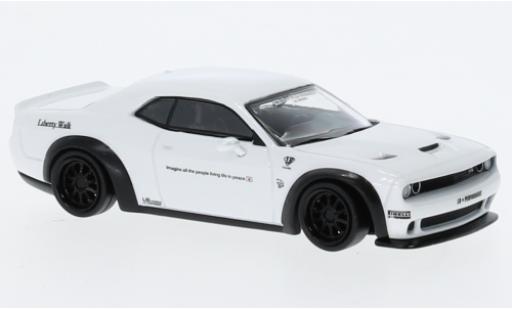 Dodge Challenger 1/64 Tarmac Works SRT Hellcat LB-Works metallise blanche coche miniatura