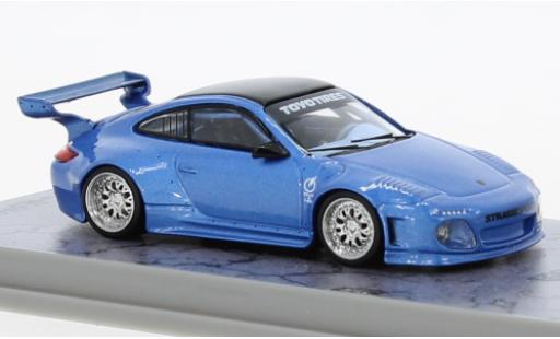 Porsche 997 1/64 Tarmac Works 911  Liberty Walk metallise azul coche miniatura