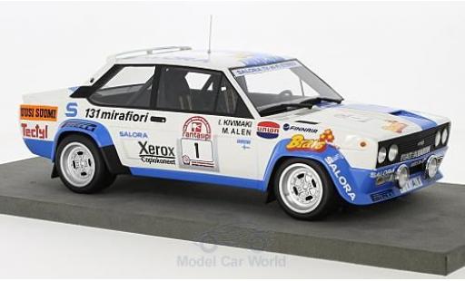 Fiat 131 Abarth 1/18 Topmarques Collectibles Abarth No.1 Rallye WM 1000 Lakes Rallye 1980 M.Alen/I.Kivimaki coche miniatura