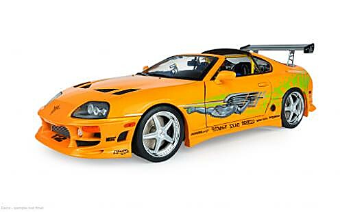Coche miniatura Toyota Supra MK4 (A80) naranja/gr&Atilde;&frac14;n 2001 Fast &amp; Furious 1/18 Solido
