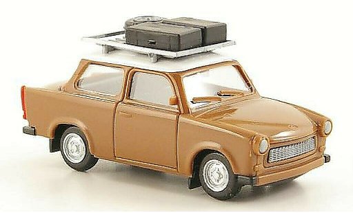 Trabant 601 Base 1/87 Herpa marron/blanco con techogepacktrager + Ladegut coche miniatura