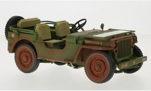 Coche miniatura Jeep Willys 1/18 Triple 9 Collection matt-oliv/blanco U.S. Army 1942 avec traces d Jeep Willys 1/18 Triple 9 Collection matt-oliv/blanco U.S. Army 1942 avec traces d coche miniatura