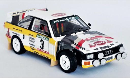 Coche miniatura Audi Sport Quattro 1/43 Trofeu Sport quattro No.3 HB Team HB Rallye WM Rallye Portugal 1985 damaged S.Blomqvist/B.Cederberg Audi Sport Quattro 1/43 Trofeu Sport quattro No.3 HB Team HB Rallye WM Rallye Portugal 1985 damaged S.Blomqvist/B.Cederberg coche miniatura