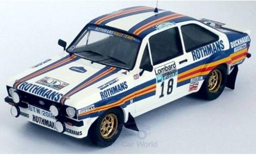 Coche miniatura Ford Escort 1/43 Trofeu MK II RS RHD No.18 Rothmans Rally Team Rothmans Rallye WM RAC Rallye 1981 M.Wilson/T.Harryman Ford Escort 1/43 Trofeu MK II RS RHD No.18 Rothmans Rally Team Rothmans Rallye WM RAC Rallye 1981 M.Wilson/T.Harryman coche miniatura