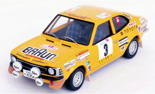 Coche miniatura Toyota Corolla 1/43 Trofeu Levin No.3 VIP Racing Team Braun Rallye WM Rallye Portugal 1974 O.Andersson/A.Hertz Toyota Corolla 1/43 Trofeu Levin No.3 VIP Racing Team Braun Rallye WM Rallye Portugal 1974 O.Andersson/A.Hertz coche miniatura