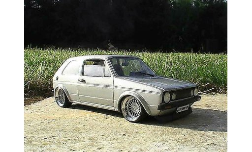 Volkswagen Golf GTI 1/18 Solido swap vr6 gris audi jantes a deport coche miniatura