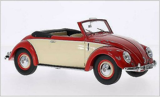 Volkswagen Kafer Cabriolet 1/18 Minichamps 1200 Descapotable Hebmuller rojo/beige 1949 coche miniatura