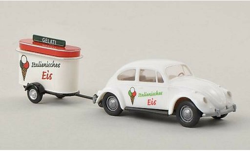 Volkswagen Kafer Base 1/87 Brekina Gelati - Italienisches Eis con Verkaufsanhanger coche miniatura