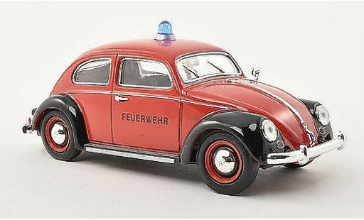 Volkswagen Kafer Base 1/32 Schuco Ovali Bomberos rojo/negro coche miniatura