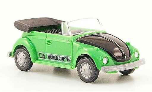 Volkswagen Kafer Cabriolet 1/87 Wiking World Cup Descapotable verde/negro 1974 coche miniatura