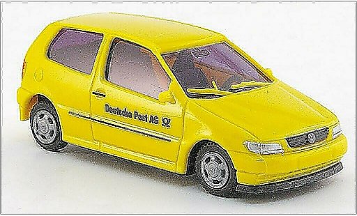 Volkswagen Polo Base 1/87 AWM amarillo Deutsche Post 1995 coche miniatura