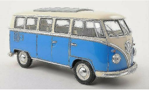 Volkswagen T1 B 1/18 Welly Bus azul/blanco 1962 coche miniatura