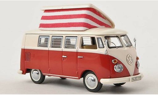 Volkswagen T1 Base 1/43 Schuco Campingbus rojo/blanco coche miniatura