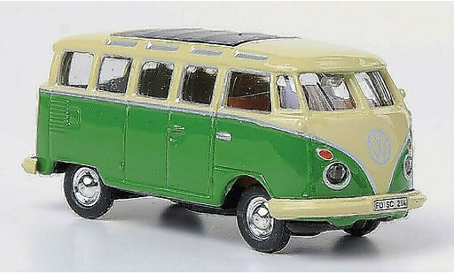 Volkswagen T1 Base 1/87 Schuco Samba Bus beige/verde coche miniatura