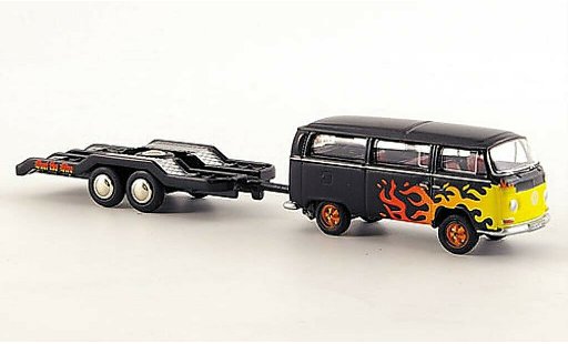 Volkswagen T2 Base 1/87 Bub Bus negro con Flammendekor y Hanger coche miniatura
