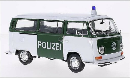 Volkswagen T2 B 1/24 Welly Bus blanco/verde Polic&iacute;a 1972 coche miniatura