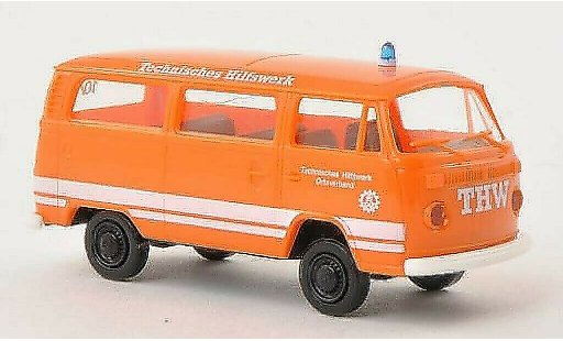 Volkswagen T2 Base 1/87 Brekina Familiar THW naranja coche miniatura