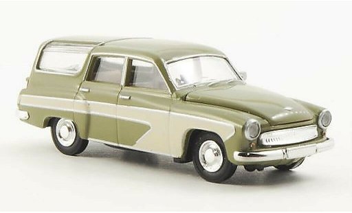 Wartburg 311 Camping 1/87 Brekina Oliv/blanco coche miniatura
