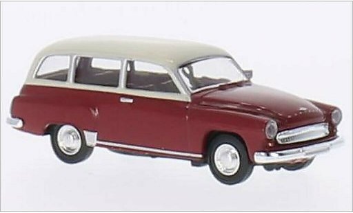 Wartburg 311 Kombi 1/87 Brekina Familiar rojo/beige coche miniatura