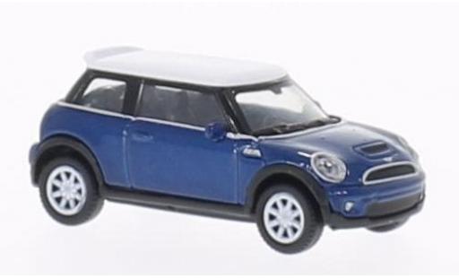 Mini Cooper 1/87 Welly S azul/blanco coche miniatura