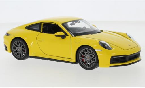 Coche miniatura Porsche 911 1/24 Welly Carrera 4S amarillo Porsche 911 1/24 Welly Carrera 4S amarillo coche miniatura