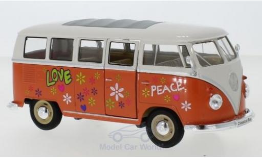 Coche miniatura Volkswagen T1 1/24 Welly Bus naranja/blanco 1963 Flower Power Volkswagen T1 1/24 Welly Bus naranja/blanco 1963 Flower Power coche miniatura