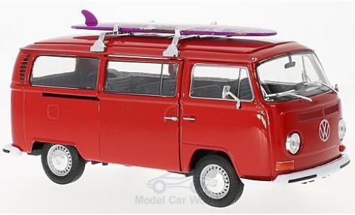 Coche miniatura Volkswagen T2 B 1/24 Welly Bus rojo 1972 mit Surfboard Volkswagen T2 B 1/24 Welly Bus rojo 1972 mit Surfboard coche miniatura