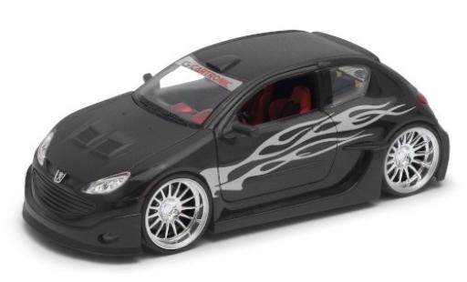 Coche miniatura Peugeot 206 1/24 Welly matte noir/Décorer Peugeot 206 1/24 Welly matte noir/Décorer coche miniatura