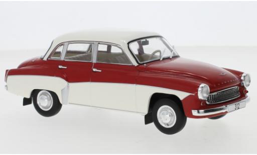 Wartburg 312 1/24 WhiteBox rojo/blanco coche miniatura