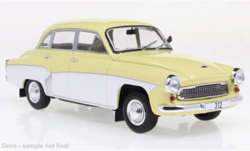 Coche miniatura Wartburg 312 1/24 WhiteBox amarillo clair/blanche 1965 Wartburg 312 1/24 WhiteBox amarillo clair/blanche 1965 coche miniatura