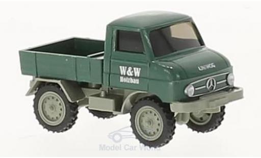 Coche miniatura Mercedes Unimog 1/87 Wiking U 411 W&W Holzbau Mercedes Unimog 1/87 Wiking U 411 W&W Holzbau coche miniatura